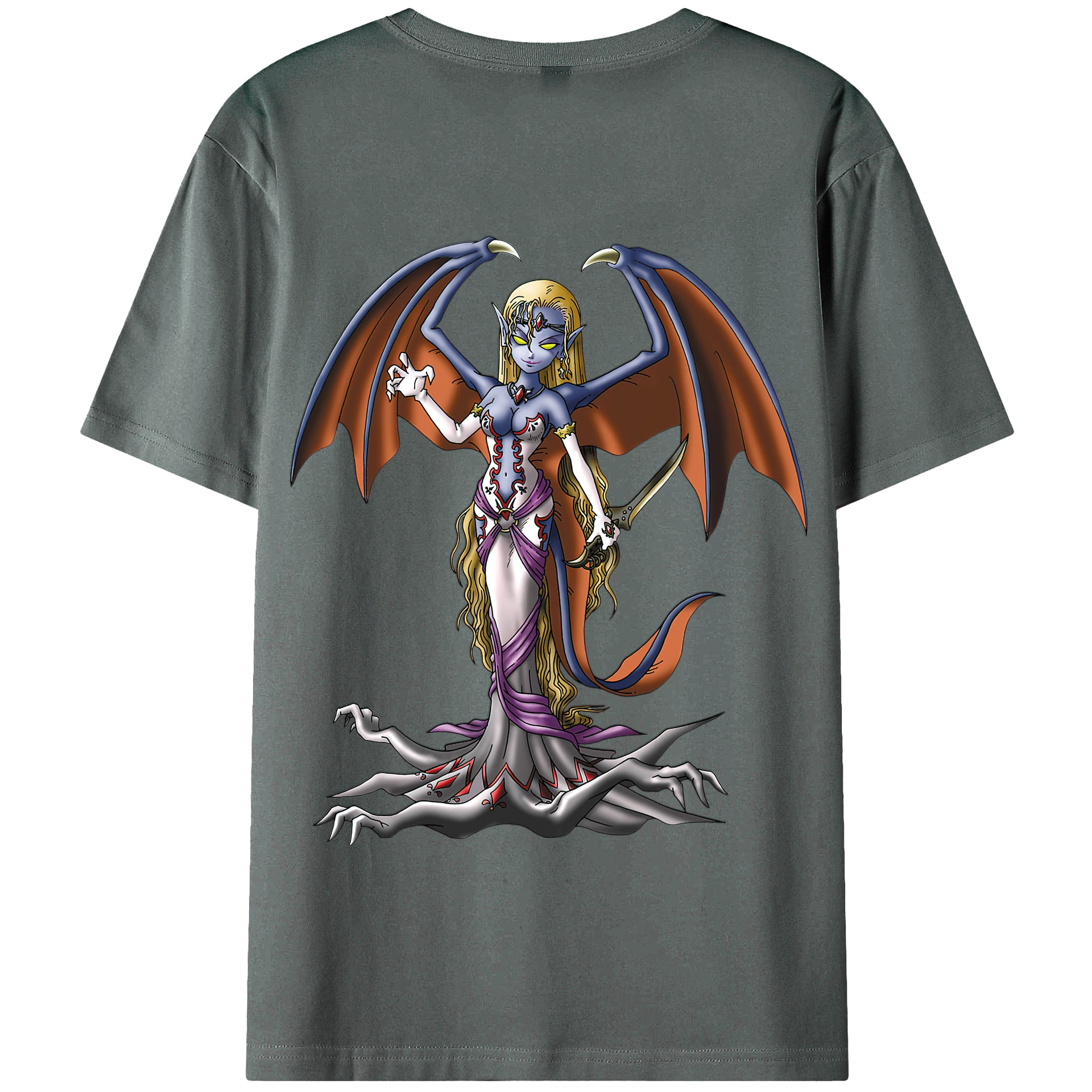 （画像用） ドラゴンクエスト Doragon Kuesuto Dragon Quest 綿100％半袖Tシャツ（背面プリント）